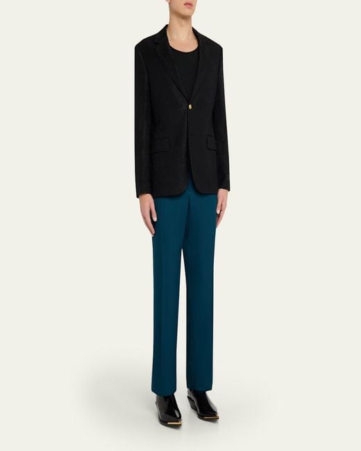 Versace Black Python-Jacquard Wool-Blend Blazer for men