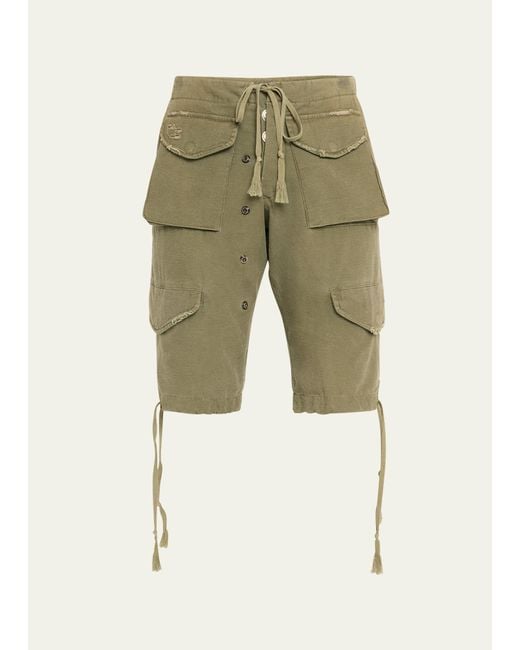 Greg Lauren Natural Tent Cargo Shorts for men