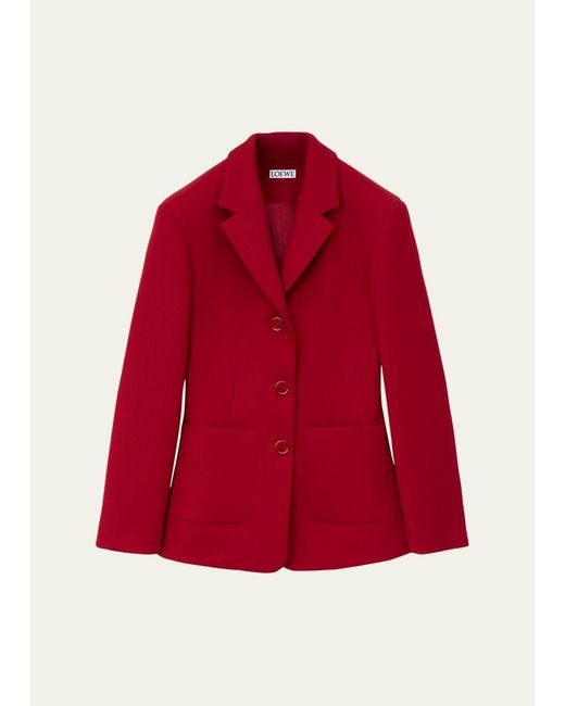 Loewe Red Wool-Blend Single-Breasted Jacket