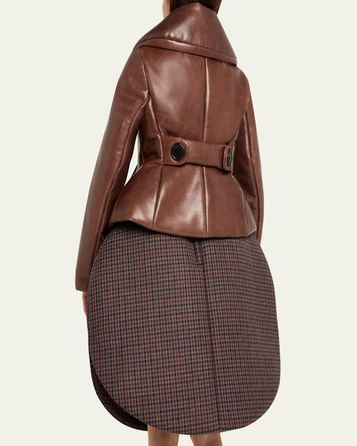 Marc Jacobs Brown Shrunken Leather Double-Breasted Jacket