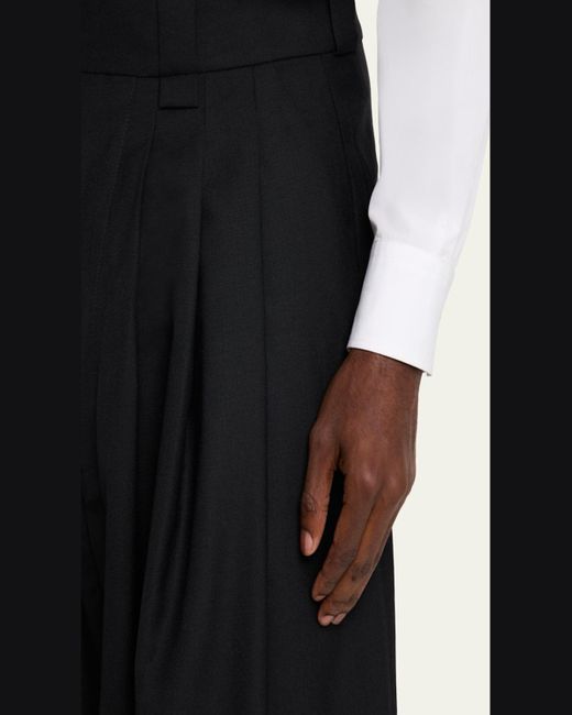 Willy Chavarria Black Pleated Wide-Leg Trousers for men