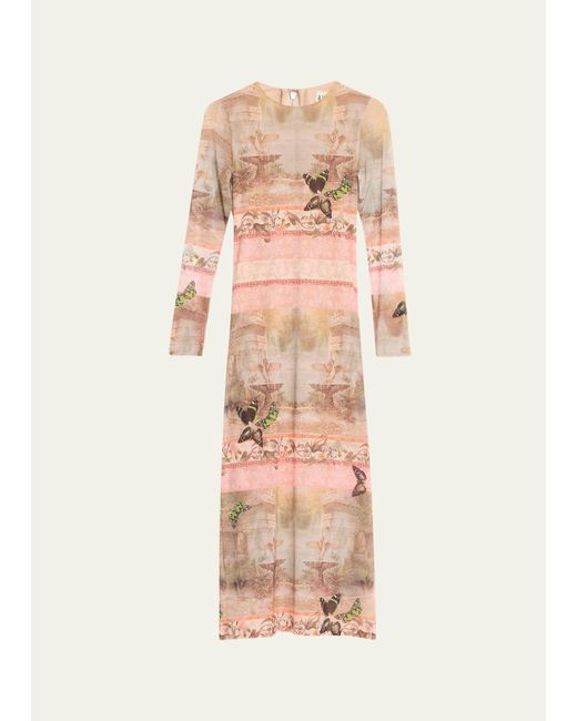 Alice + Olivia Pink Versailles Delora Long-sleeve Ankle-length Dress