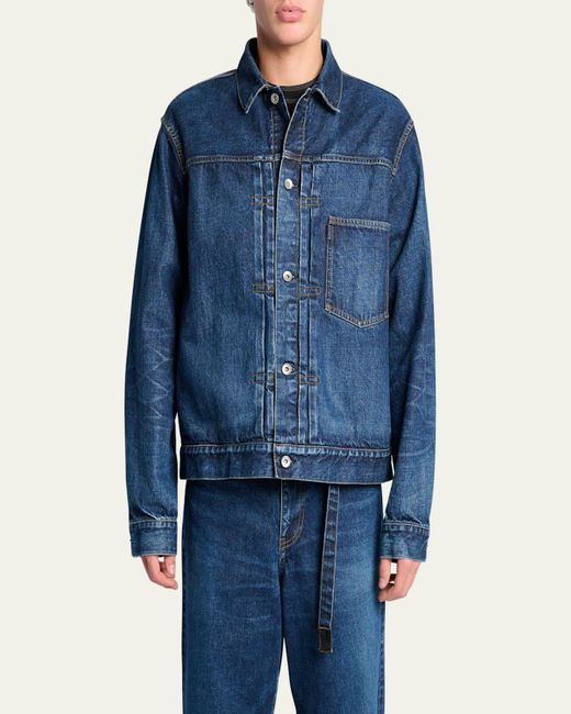 Sacai Blue Beyondexx Denim Hybrid Chore Jacket for men