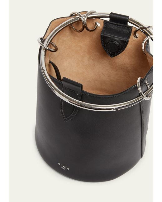 Alaïa Black Medium Ring Bucket Bag In Leather