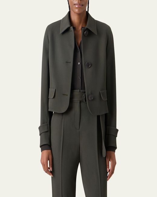 Akris Punto Black Button-Down Wool Jacket