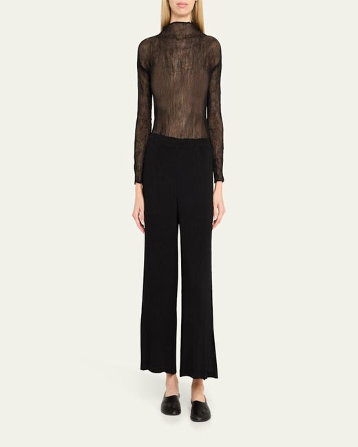 Issey Miyake Black Chiffon Twist Bk Wt 56 Top