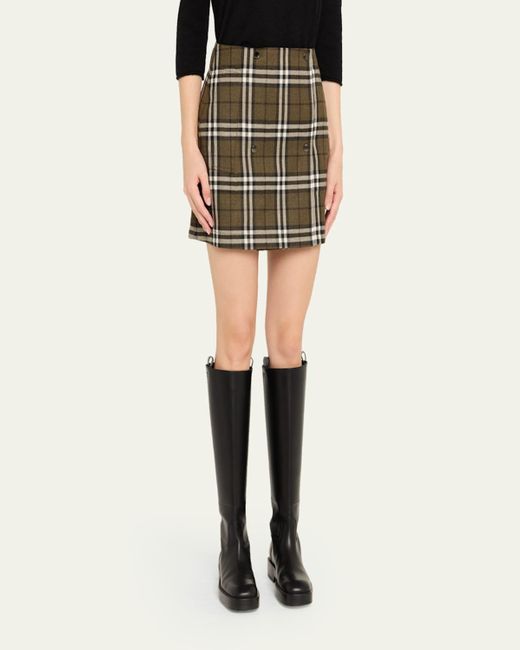 Burberry Multicolor Check Double-Breasted Mini Skirt