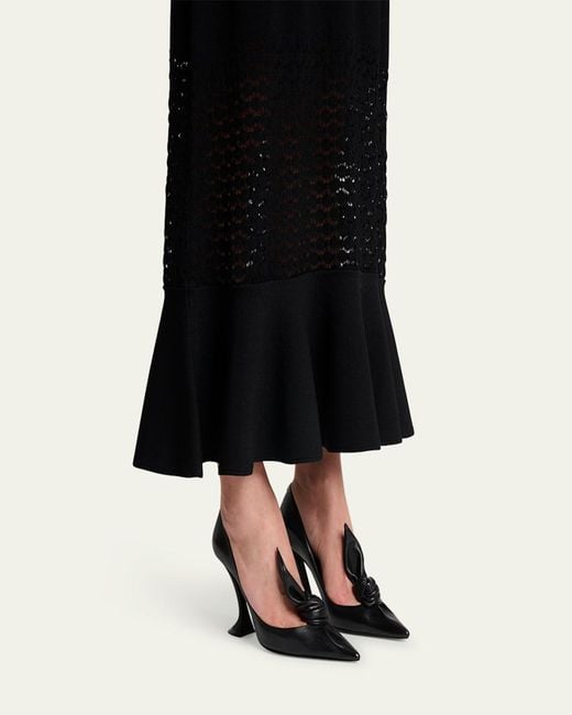 Lanvin Black Leather Bow Pumps