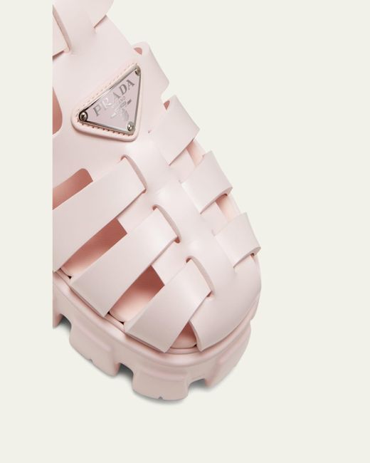 Prada Black Rubber Logo Chunky-Sole Fisherman Sandals