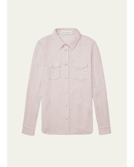 God's True Cashmere Pink Melange Cashmere Sport Shirt for men