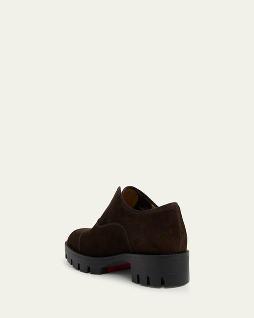 Christian Louboutin White Alpha Lion Suede Lug-Sole Slip-On Derby Shoes for men