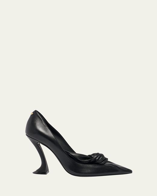 Lanvin Black Leather Bow Pumps