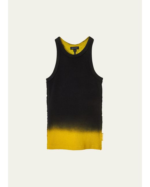 Marc Jacobs Yellow Grunge Spray Print Rib Tank Top