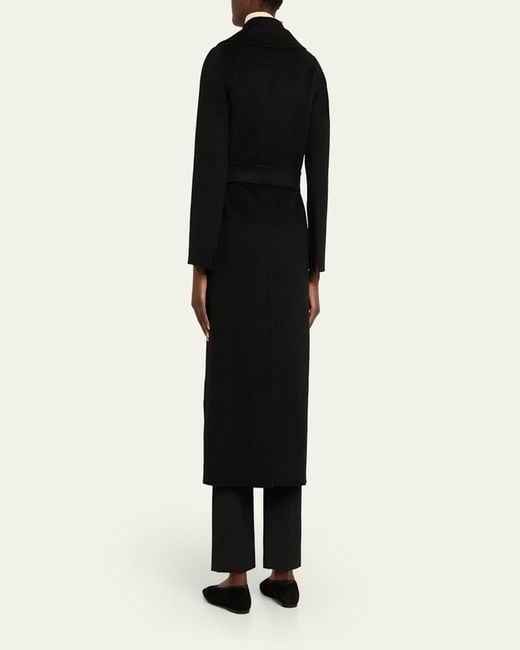 Max Mara Black Poldo Wool Long Wrap Coat