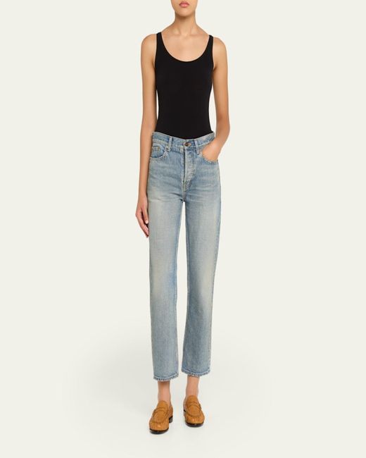 Saint Laurent Natural Le Ostrich Leather Ysl Penny Loafers