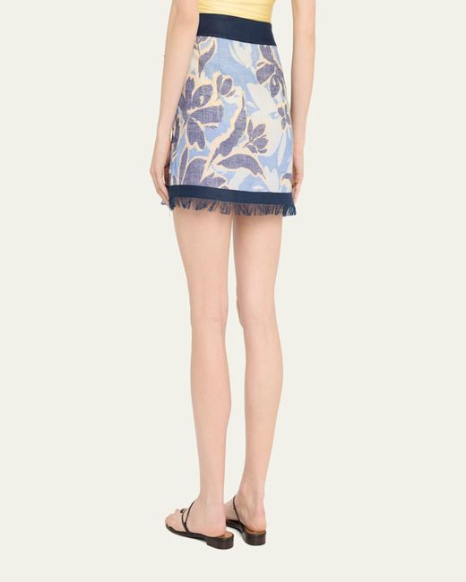 Jonathan Simkhai Blue Bethany Wrap Mini Skirt