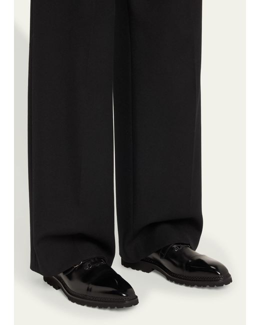 Bontoni Black Amante Leather Double-monk Strap Loafers for men