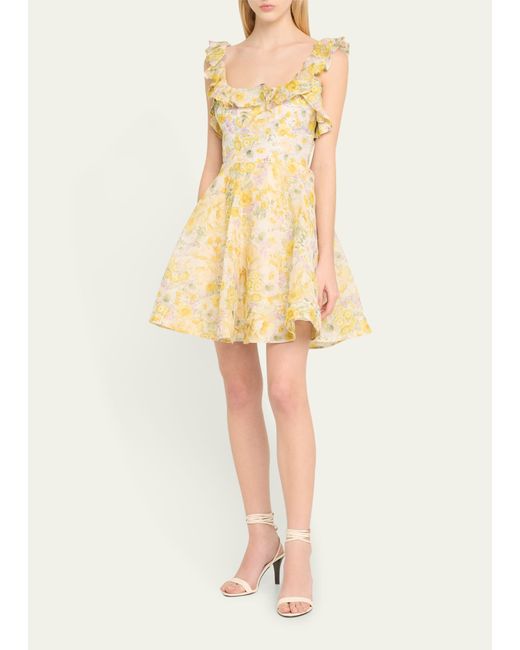 Zimmermann Natural Harmony Frilled Floral Mini Dress