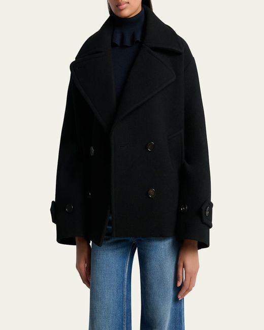 Chloé Black Double-Breasted Wool Peacoat