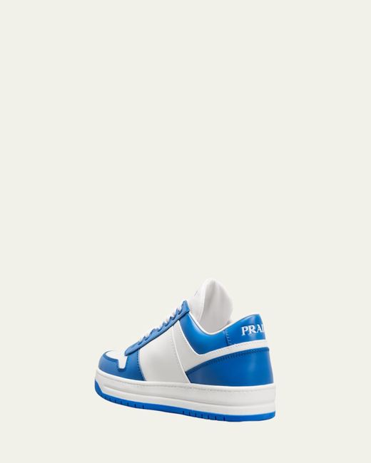 Prada White Downtown Brand-Plaque Leather Low-Top Trainers