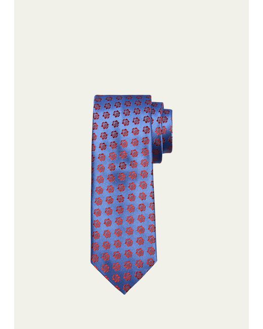 Charvet Blue Silk Floral Jacquard Tie for men