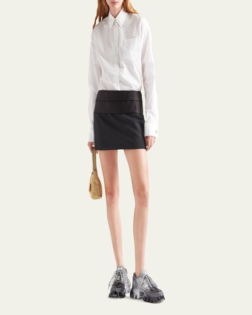 Prada Multicolor Poplin Ave Cufflink Blouse