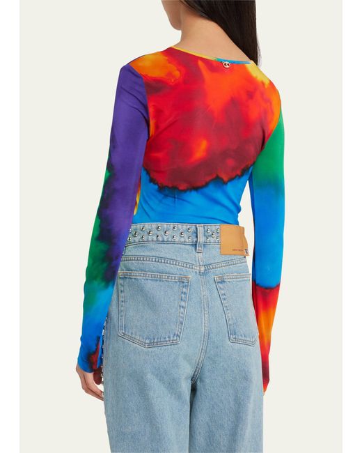 Paco Rabanne Tie-dye Fitted Crop Top in White | Lyst