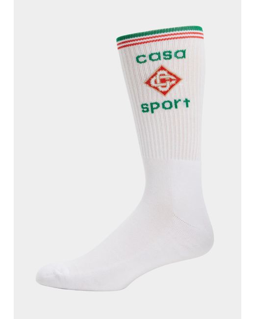 CASABLANCA Casa Sport Crew Socks in White for Men | Lyst