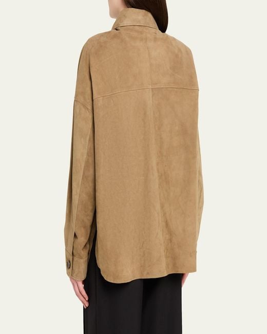 Arma Natural Kaylee Button-Down Lambskin Suede Jacket