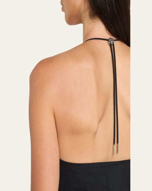 Still Here Black Toggle Halter Tank Top
