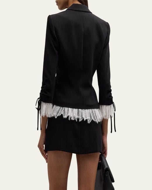 Cinq À Sept Black Le Petit Lace And Brooch Roxie Blazer