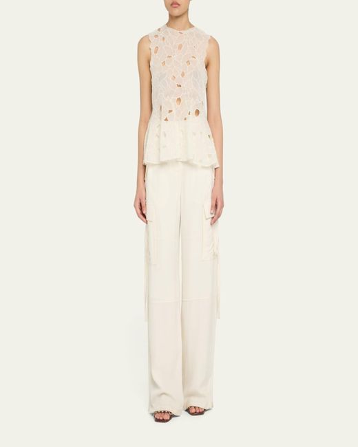 Ulla Johnson Natural Ali Embroidered Sleeveless Top