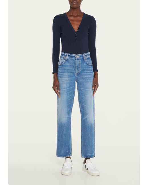 Citizens of Humanity Blue Neve Low-rise Cropped Straight Jeans