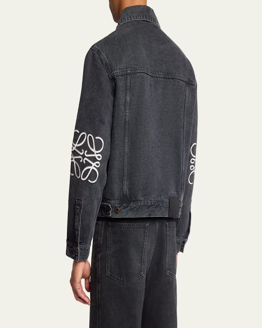 Loewe Blue Anagram Elbow Trucker Jacket for men