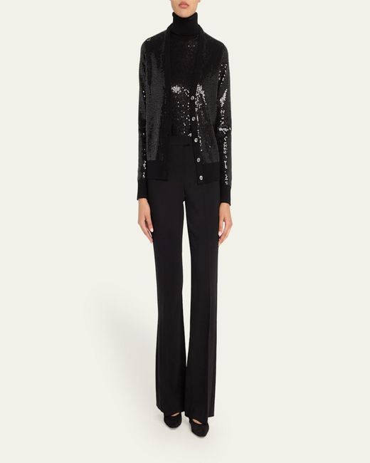 Michael Kors Black Sequined Cashmere V-Neck Cardigan