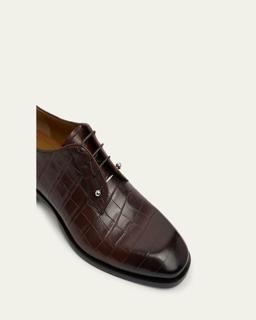 Christian Louboutin Multicolor Chambeliss Croc-Effect Leather Derby Shoes for men