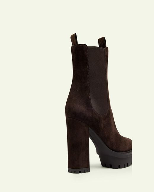 Gianvito Rossi Black Suede Lug-Sole Booties