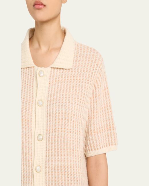 God's True Cashmere Natural Noble Short-Sleeve Cashmere Shirt