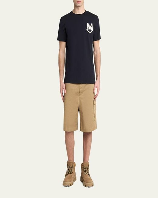 Moncler Blue Monogram Applique Crewneck T-Shirt for men