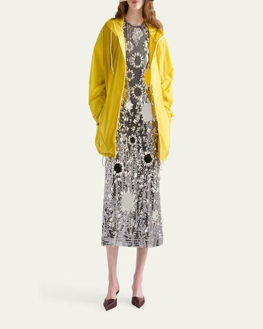 Prada Yellow Re-Nylon Drawstring Hooded Rain Jacket