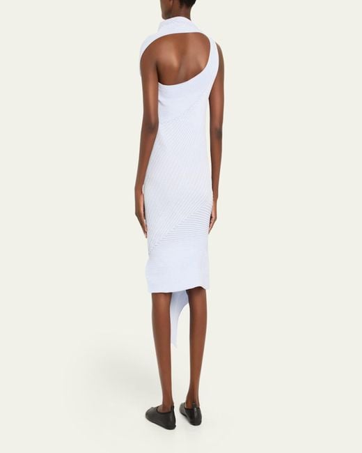 Issey Miyake White Subdued Asymmetric Dress