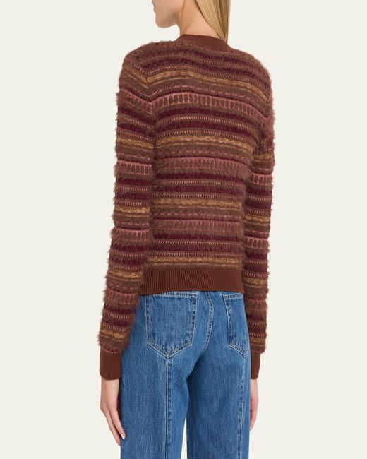 L'Agence Brown Ariadne Mixed Stripe Cardigan