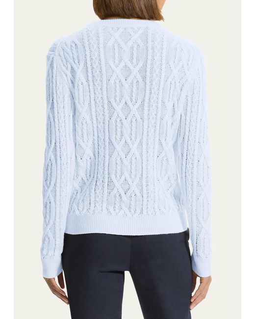 Theory Blue Neo Sag Harbor Linen-blend Cable-knit Sweater