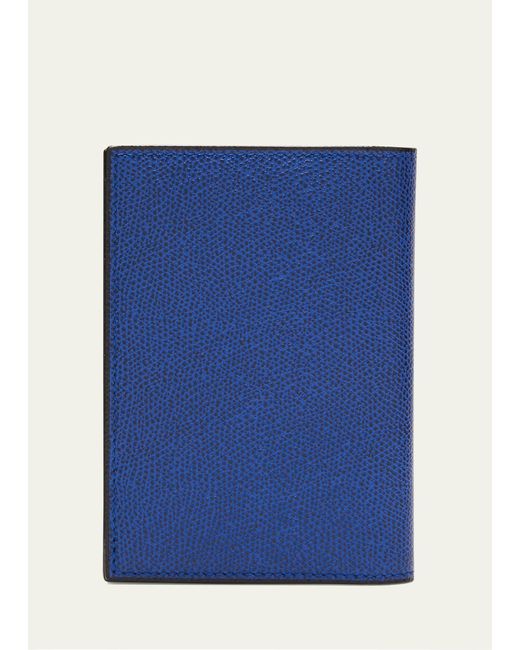 Valextra Blue Leather Passport Holder for men