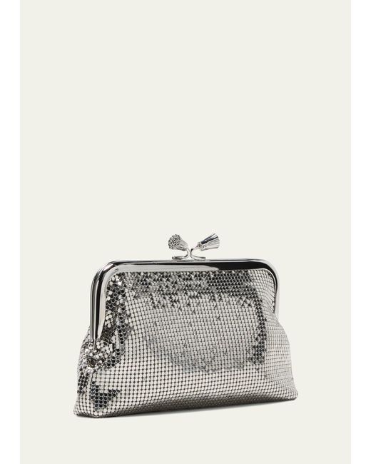Anya Hindmarch Maud Tassel Metal Mesh Clutch Bag in Gray Lyst