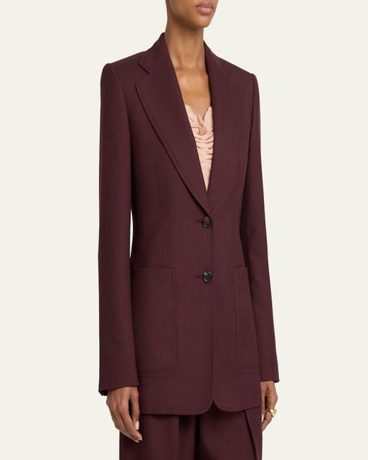 Chloé Purple Wool Gabardine Single-Breasted Blazer Jacket