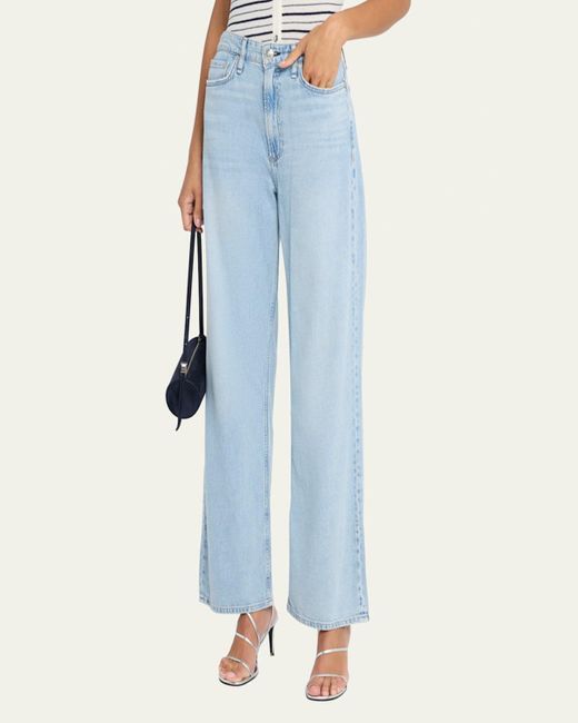 Rag & Bone Blue Featherweight Logan Mid-Rise Wide-Leg Jeans