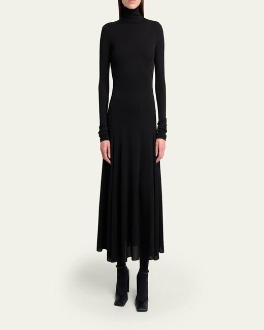 Alaïa Black Heart Cutout Turtleneck Long-Sleeve Maxi Dress