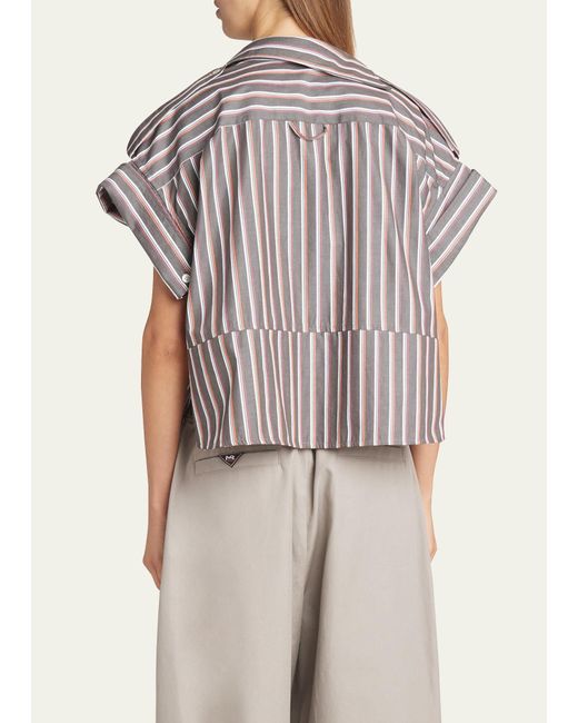 MERYLL ROGGE Multicolor Stripe Deconstructed Short-sleeve Shirt