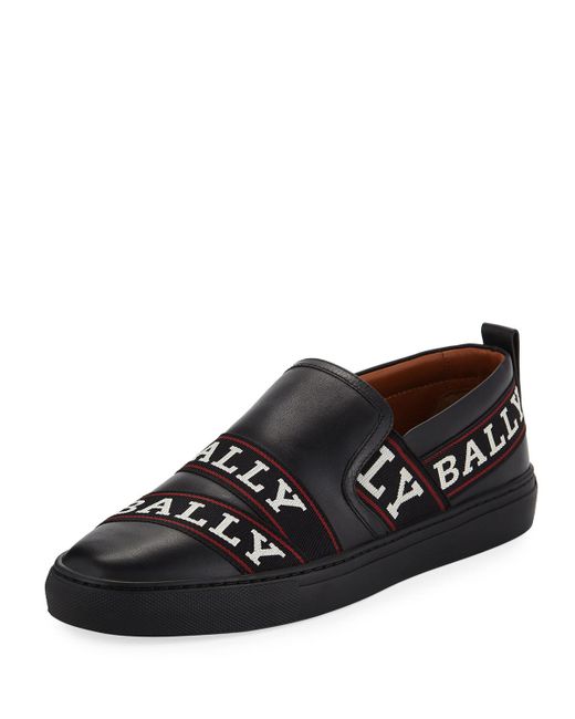 Bally Black Logo Stripe Sneakers for men